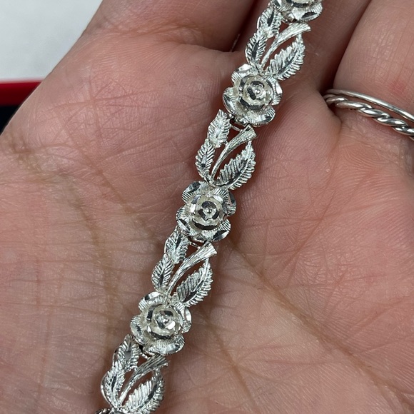 Silver Bracelet with Flowers Roses Made in Italy - Picture 4 of 4